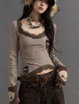 Grunge T-Shirt mit Streifen und Skull-Design