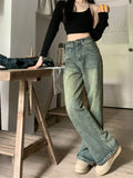 Baggy Wide Leg Jeans für Frauen Grunge Stil in Washed Denim