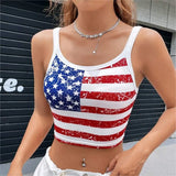 Bauchfreies USA Flaggen Top Rückenfreie figurbetontes Tanktop