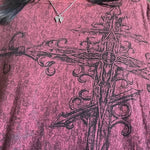 Grunge Emo Vintage T-Shirt mit Kreuz-Desig