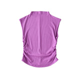 Crop Tank Top Soft-girl  pink-lila Solid Ärmellos V-Ausschnitt