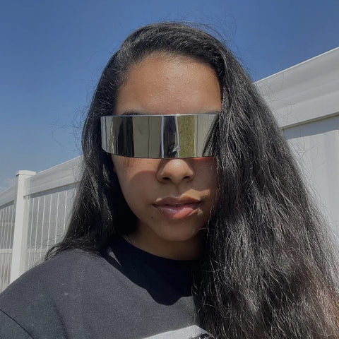 Cyberpunk Y3K Sonnenbrille Futuristische verspiegelte Partygaze