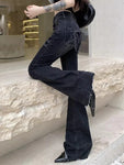 Gothic Flared Jeans mit Schleifen und Raw Edge Saum