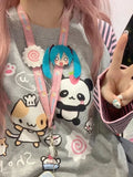 Harajuku Kawaii Hoodie mit Streifen & Cartoon-Print für Frauen