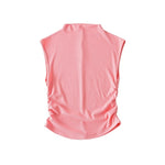 Crop Tank Top Soft-girl  pink-lila Solid Ärmellos V-Ausschnitt