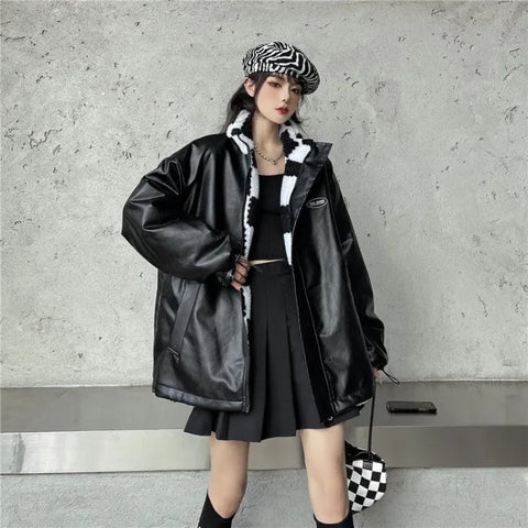 Wendbare Y2K Jacke im Schachbrettmuster – Trendiger E-Girl Style