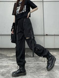 Damen Techwear-Cargohose mit Oversize-Taschen im Gothic-Stil