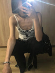 E-Girl Punk Print Ärmelloses Rippstrick-Tanktop für Fraue