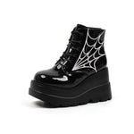 Gothic Spider Print Stiefeletten mit hohem Absatz