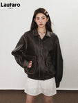 Coole Vintage braune PU-Lederjacke für einen grungy Look