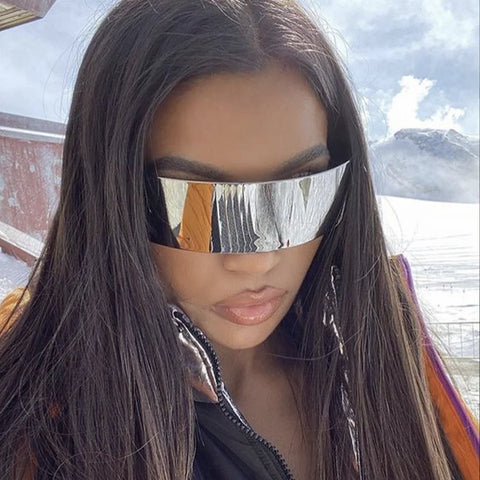 Cyberpunk Y3K Sonnenbrille Futuristische verspiegelte Partygaze