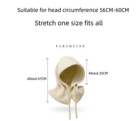 Warme Strick-Kapuzenmütze mit verstellbarer Größe für den Winter