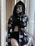 Gothic-Skull Kapuzencardigan Cyberpunk Zipper Hoodie für Damen