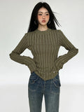 Fairy Grunge Crop Sweater für FrauenZugehörigkeit khakigrün