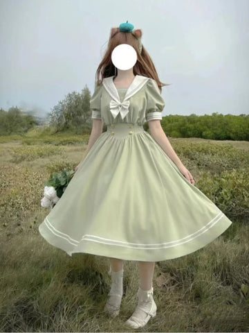 Japanische Lolita Kleid Frauen Süße Puff Ärmel Schlank