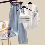 3 Sätze koreanischen Stils Jeans Oversize und Crop Top