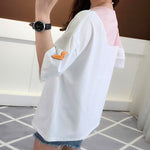 T-Shirt Koreanische Rosa Mädchen gedruckt Hasen Kawaii