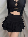 High-Waist Gothic-Rock mit Bandagen-Design im E-Girl Y2K-Sti