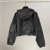 Oversized gorpcore Cargo Kapuzenjacke in Schwarz