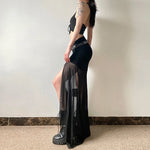 Damen Gothic Rock mit transparentem Mesh