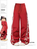 Bequeme Weinrote Sweatpant Streetwear Y2K Hohe Taille