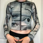 E-Girl Langarmshirt mit Augen-Print