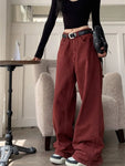 Y2K Rote Oversize-Jeanshose für Damen im Baggy-Stil