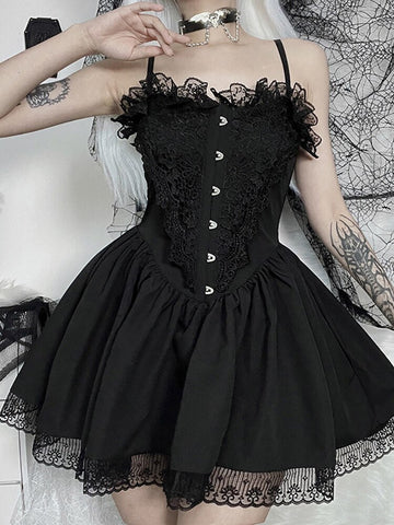 Lolita Gothic Spitze A-Linie Korsettkleid