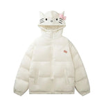 Kawaii Soft-Girl Baumwolljacke mit Katzenohren und Reißverschlus