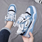 Stylische E-Girl Sneaker in Blau mit dicker Sohle