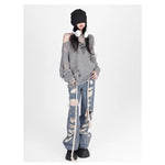 Oversize-Damenpullover im Grunge-Stil mit Cut-Outs