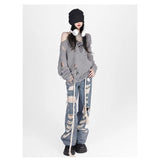 Oversize-Damenpullover im Grunge-Stil mit Cut-Outs