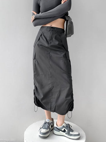 Y2k Cargo Grey Long Skirt