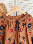 Boho-Chic Bluse mit Stickerei Baumwolle & Leinen