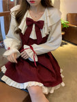 Alternatives Gothic-Lolita-Kleid mit Rüschen und Schleifen in Weinrot