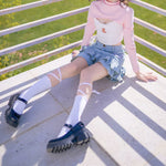 Y2K Jeansrock mit Rüschen für Damen – Süßer Lolita Kawaii-Stil