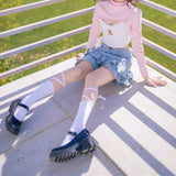 Y2K Jeansrock mit Rüschen für Damen – Süßer Lolita Kawaii-Stil