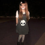 Stripe Skull Emo Punk Mini Dress Women E-girl