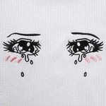 Süßer E-Girl Pullover mit Cartoon-Augen-Stickerei