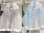 Transparente Y3K Mechanical Style Organza Jacke für Subkultur-Mädche