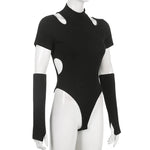 Damen Bodysuit in Slim-Fit mit Cut-Outs und Kurzarm