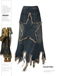 90er Denim Rock mit Stern Oversize A-Linie