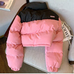 Y2K Damen Kurze Winterjacke in Pink – Warm & Wattiert für 2023