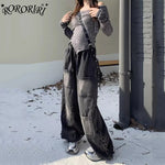 Schwarze Gothic-Jeans mit weitem Bein und Cargo-Taschen