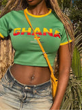 Crop Top Ghana rot oder grün Stil Y2K