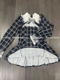 Karo-Kleid mit Rüschen und Schleife Kawaii Lolita Styl