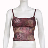 Florales Y2K Cami-Top für Damen - Ästhetischer Vintage-Stil