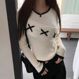 Eleganter weißer Strickpullover im