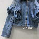 E-Girl Denim Jacke mit Puffärmeln gewaschener