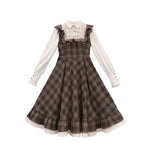 Vintage Kleid im Japanischen Stil - Brauner Taillierter Langrock